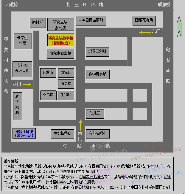 2017级中国农业科学院新生入学报到入学报到地点示意图